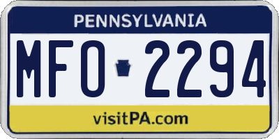 PA license plate MFO2294
