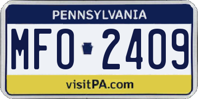 PA license plate MFO2409