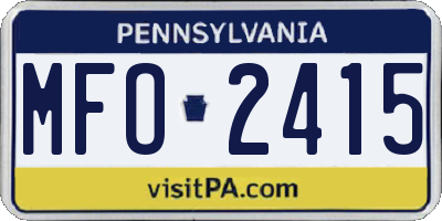 PA license plate MFO2415