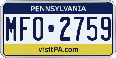 PA license plate MFO2759