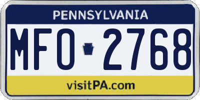 PA license plate MFO2768