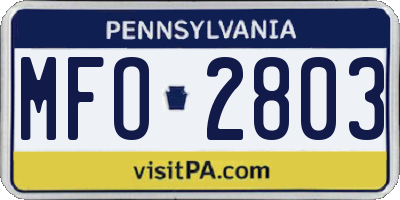 PA license plate MFO2803