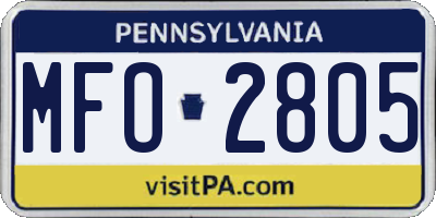 PA license plate MFO2805