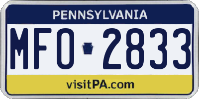 PA license plate MFO2833