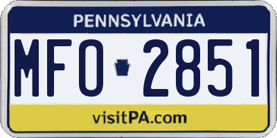 PA license plate MFO2851