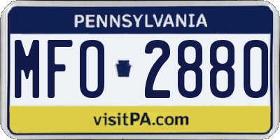 PA license plate MFO2880