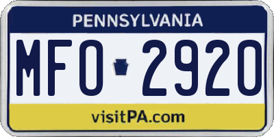 PA license plate MFO2920