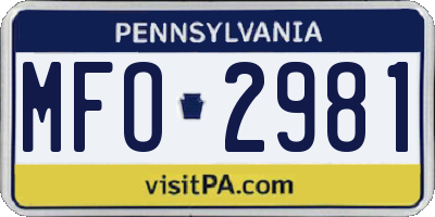 PA license plate MFO2981