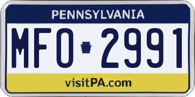 PA license plate MFO2991