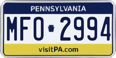 PA license plate MFO2994