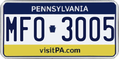 PA license plate MFO3005