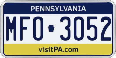 PA license plate MFO3052