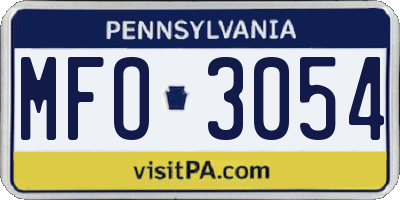 PA license plate MFO3054