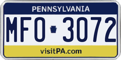 PA license plate MFO3072