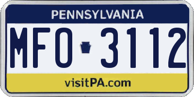 PA license plate MFO3112