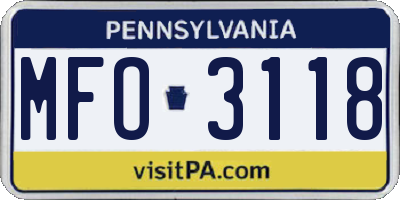 PA license plate MFO3118