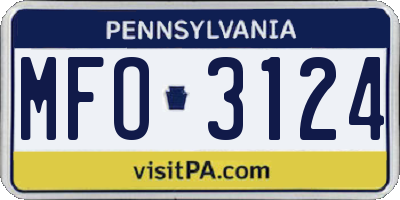 PA license plate MFO3124