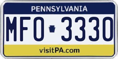 PA license plate MFO3330