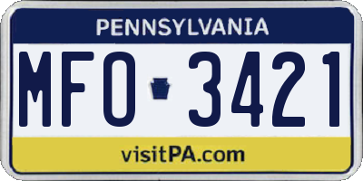 PA license plate MFO3421