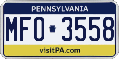 PA license plate MFO3558