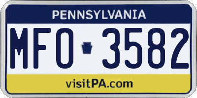 PA license plate MFO3582