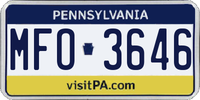 PA license plate MFO3646