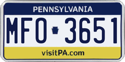 PA license plate MFO3651