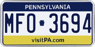 PA license plate MFO3694