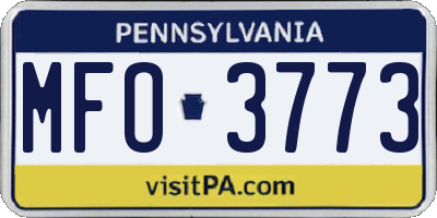 PA license plate MFO3773