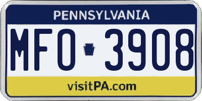 PA license plate MFO3908
