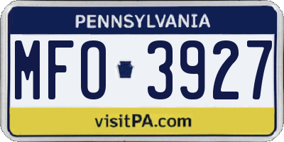 PA license plate MFO3927
