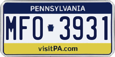 PA license plate MFO3931