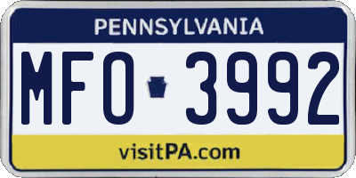PA license plate MFO3992
