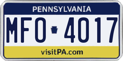 PA license plate MFO4017