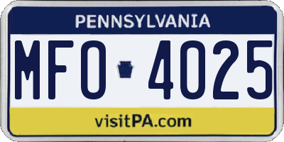 PA license plate MFO4025