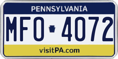 PA license plate MFO4072
