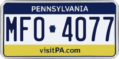 PA license plate MFO4077