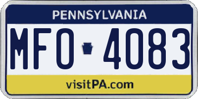 PA license plate MFO4083