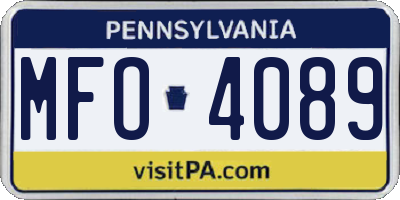 PA license plate MFO4089