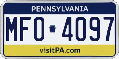 PA license plate MFO4097