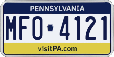 PA license plate MFO4121