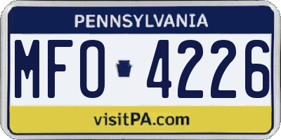 PA license plate MFO4226