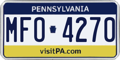 PA license plate MFO4270