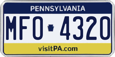 PA license plate MFO4320