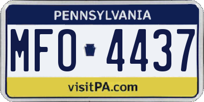 PA license plate MFO4437