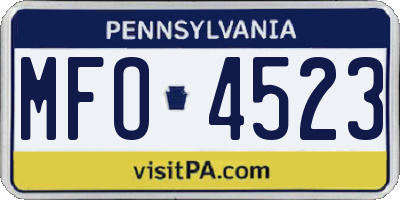 PA license plate MFO4523
