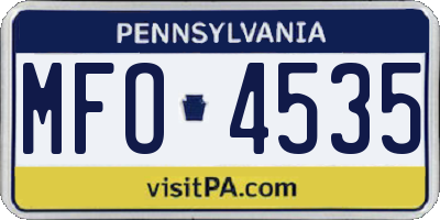 PA license plate MFO4535