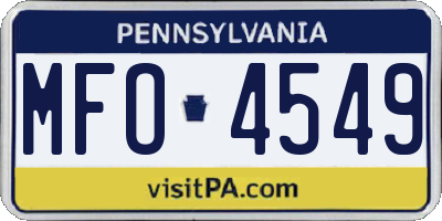 PA license plate MFO4549