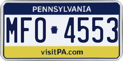 PA license plate MFO4553