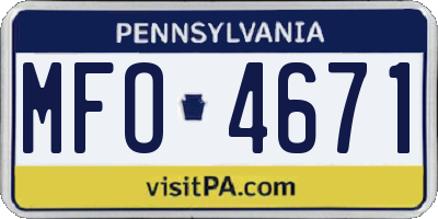 PA license plate MFO4671